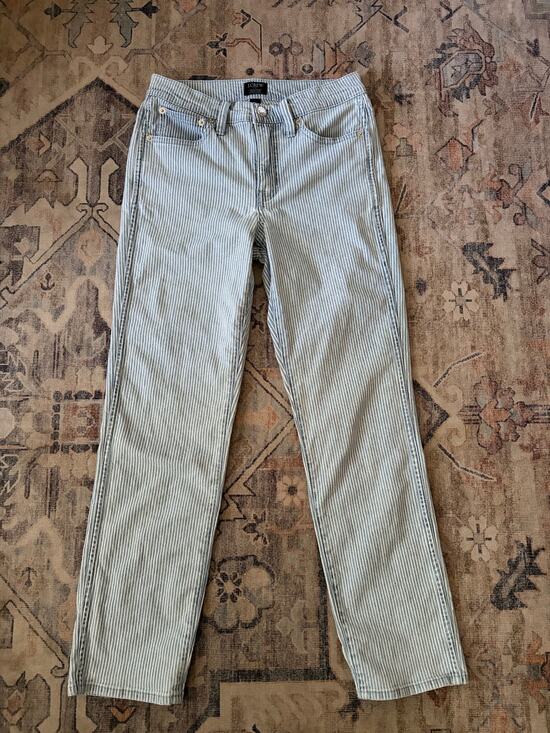 J.Crew Denim - J.Crew High Rise Vintage Straight Jeans Womens 25 Blue White Stripe